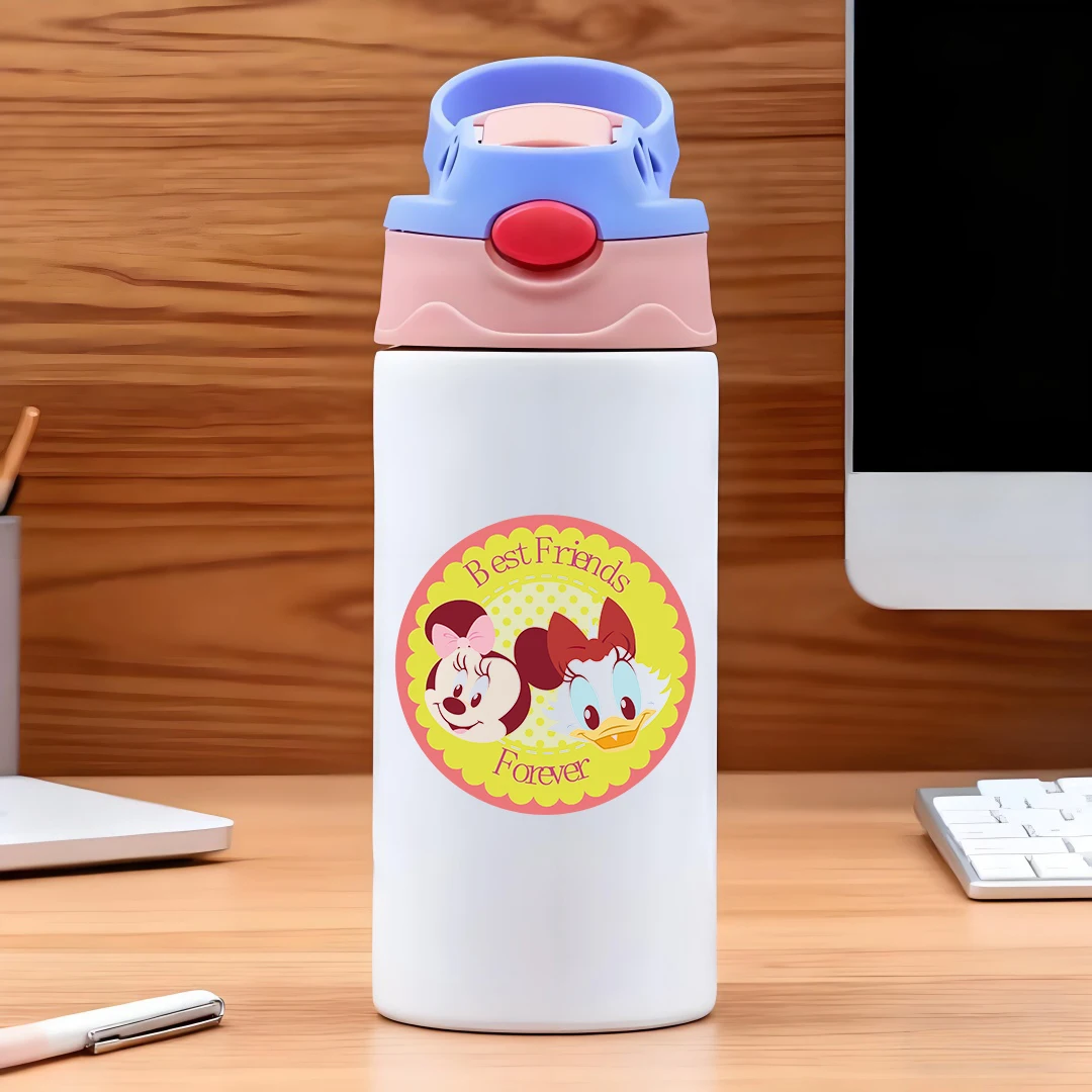 

Disney Minnie Mouse & Donald Duck cartoon straw cup Best Friends ForEver 304 stainless steel children's water cup New Year gift
