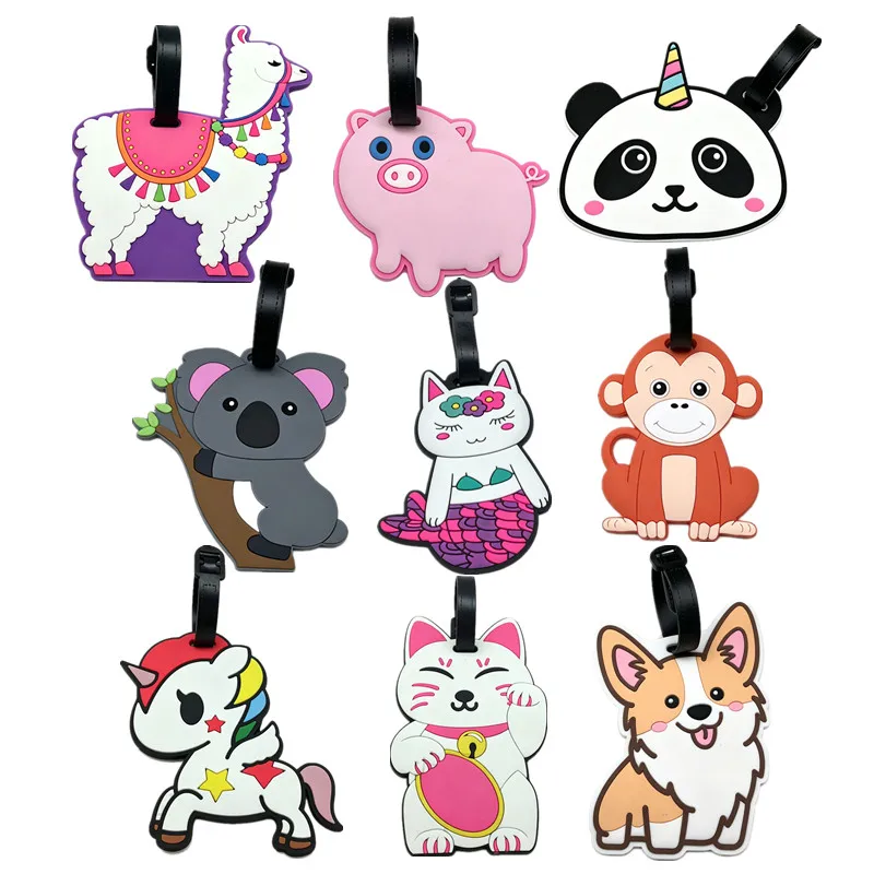 

Cartoon Monkey Koala Cat Luggage Tags Suitcase Holder Travel Accessories ID Addres Silica Gel Portable Label Dog Baggage Tag