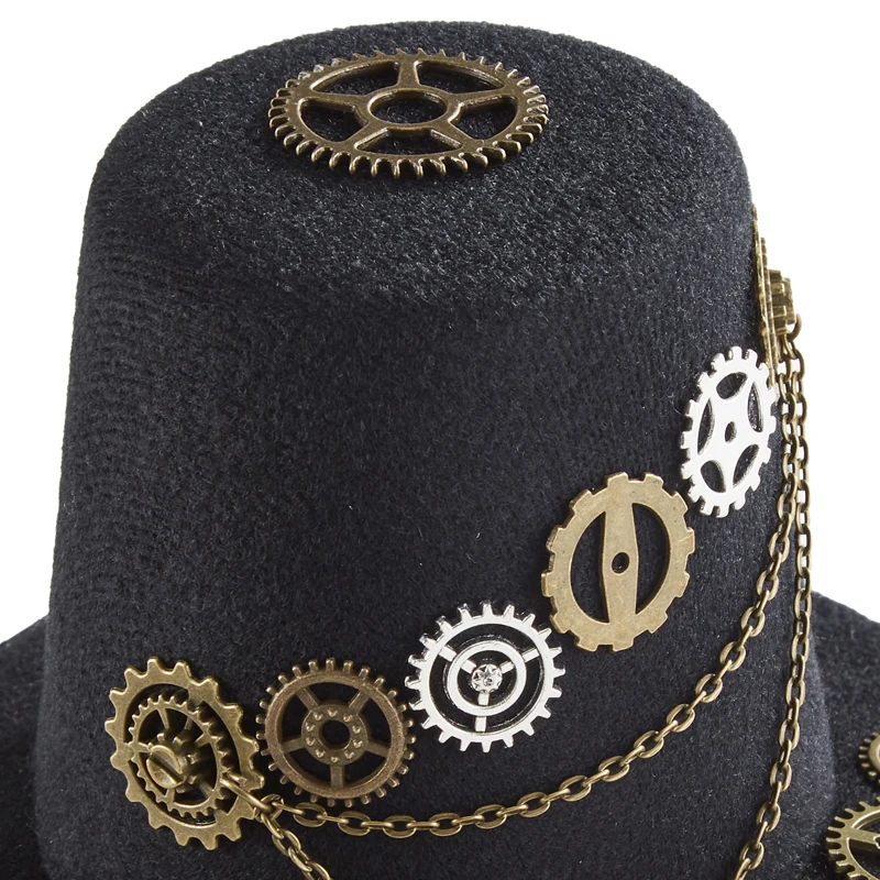 Steampunk 미니 탑 모자 고딕 여성용 기어 체인 Fedoras Vintae Retro Cosplay Party Little Hat Hairpin