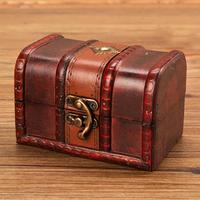 1 Pc Small Jewelry Storage Treasure Rustic Wooden Box Case Vintage Handmade Chest