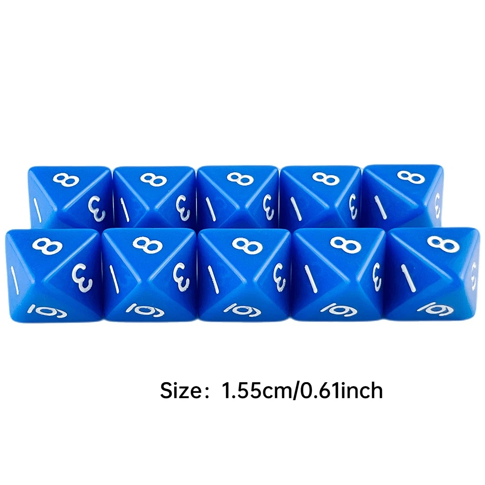 D8 Polyhedral Dice Set 10pcs Opaque Colorful 8 Sided Dice for DND Role Playing Game Entertainment Table Game Props