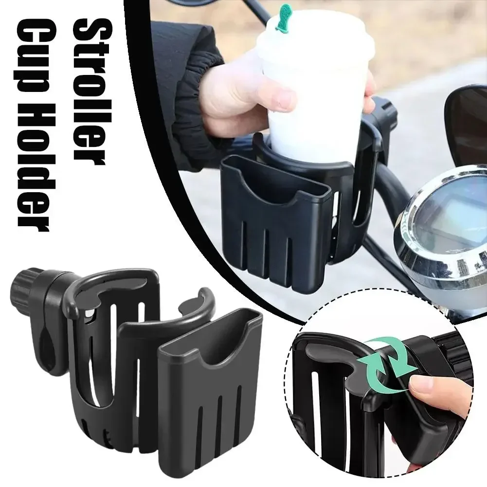 2 In 1 Motorcycle Stroller Cup Holder Bike Wheelchair Phone With Walker Rack Black Easy 360 Install Degree Rotation Adjusta I8P3 image 3