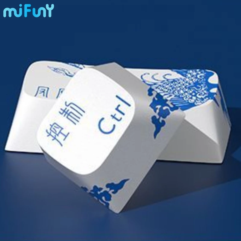 Imagem -03 - Mifuny-conjunto de Tampas de Teclado Chinês Azul e Branco em Porcelana Keycap Pbt Cereja para Teclado Mecânico 114 Teclas