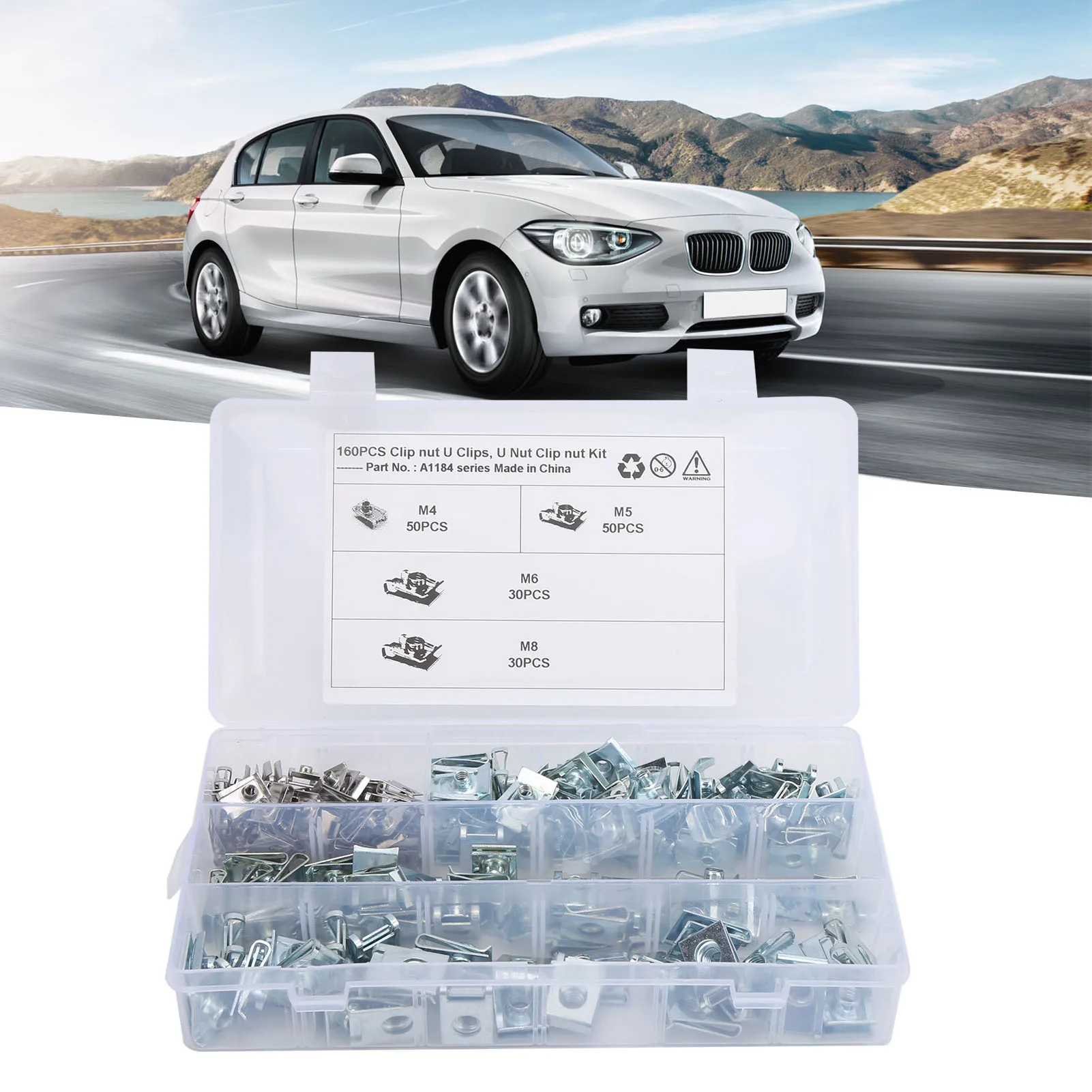 

160 шт. гайка дымохода UClips, крепеж из нержавеющей стали 304 M4 M5 M6 M8 для автомобиля мотоцикла