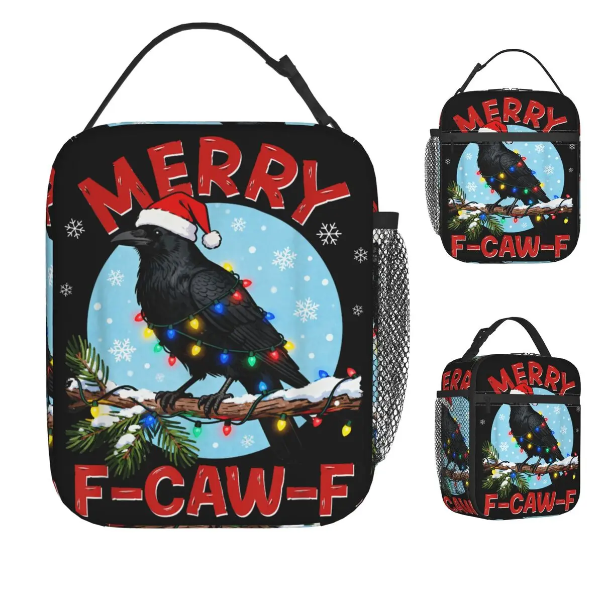 

Merry FCAWF Crow Christmas Santa Black Bird Humor Xmas Raven Сумка для обеда Ланч-бокс Рабочая сумка для еды Графическая сумка-холодильник