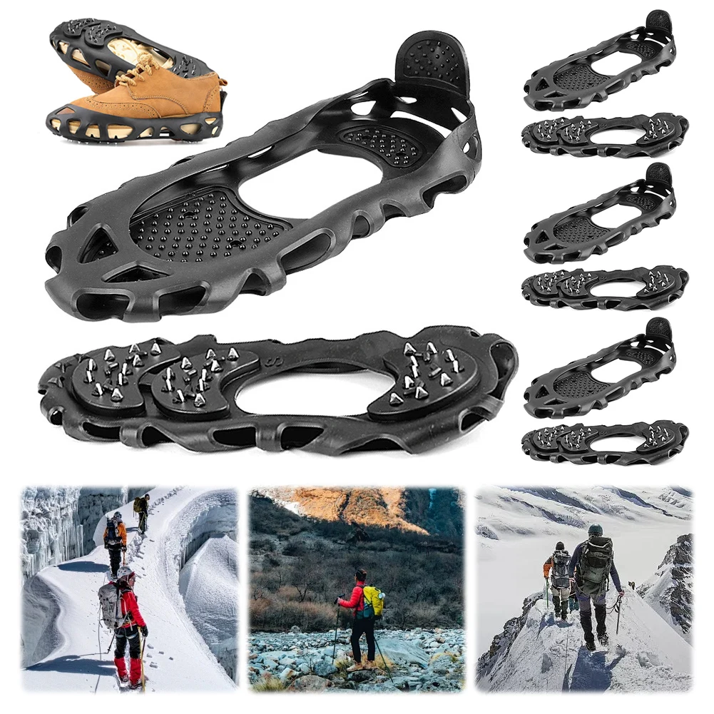 30 Spikes Ice Cleats Ice Snow Traction Cleats Anti-Skid Snow Cleats Portable Spikes Grips Cleats for Shoes and Boots