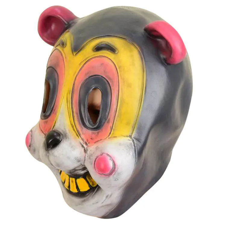 قناع لاتكس هازل مع سماعات رأس، زي للكرنفال والهالوين والحفلات والمهرجانات، فستان نسائي بسيط برقبة مستديرة وأكمام قصيرة #4