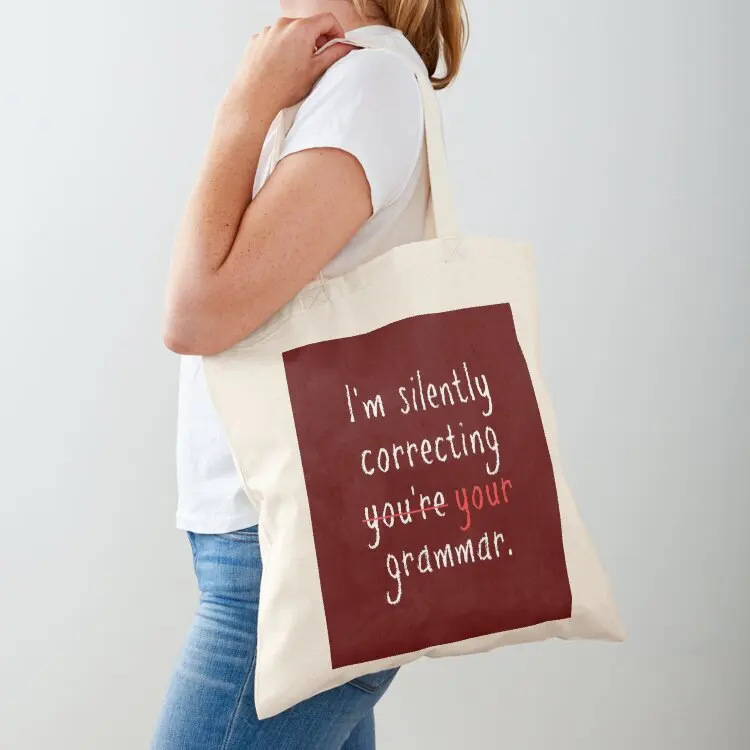 

I'm silently correcting your grammar Tote Bag cloth bag woman foldable reusable bag Beach supermarket folding