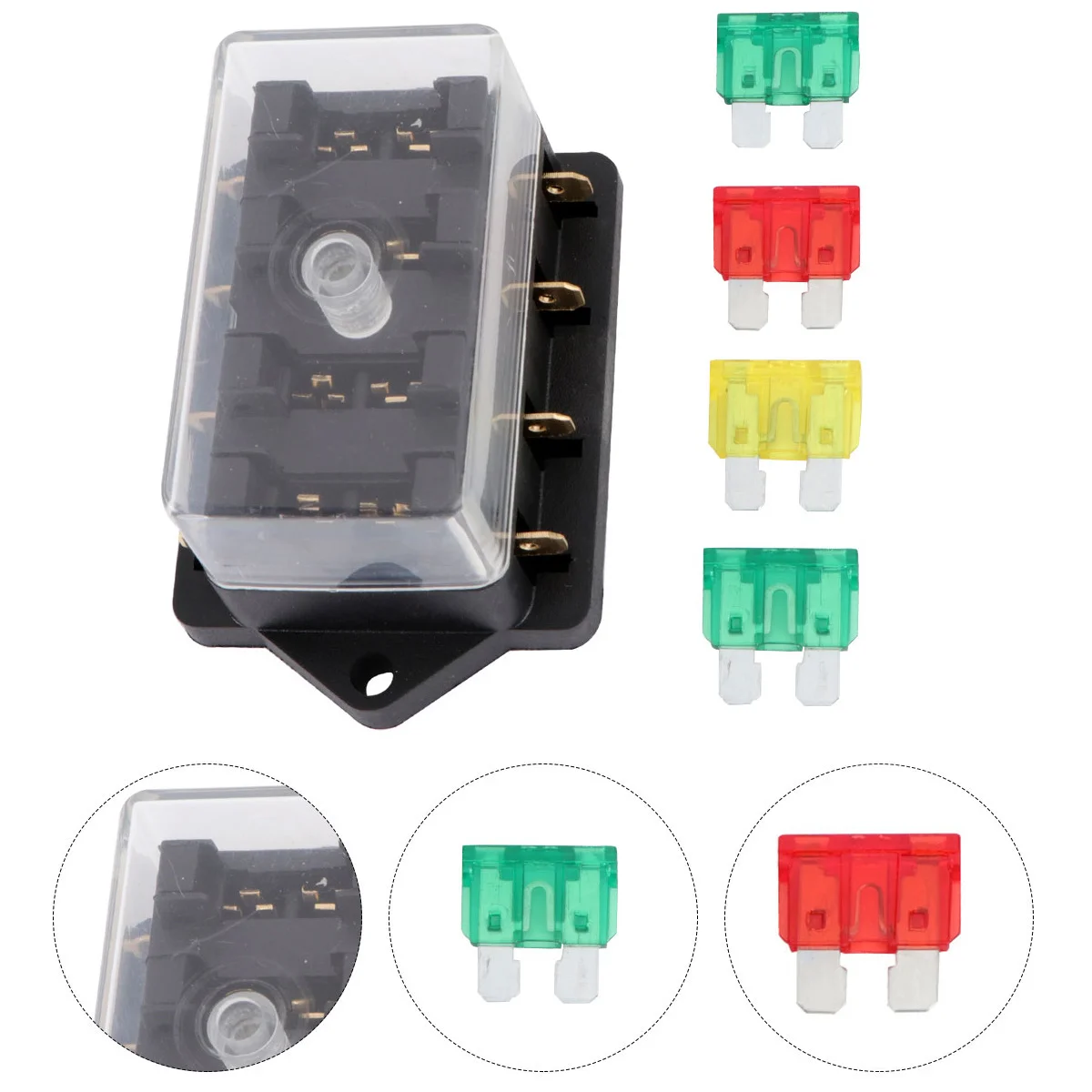 

4pcs Fuse Box Holder 10A 20A 30A 30A Automotive Grade Dustproof Vibration Resistant For Car Boat Marine Rv Atv Off Road