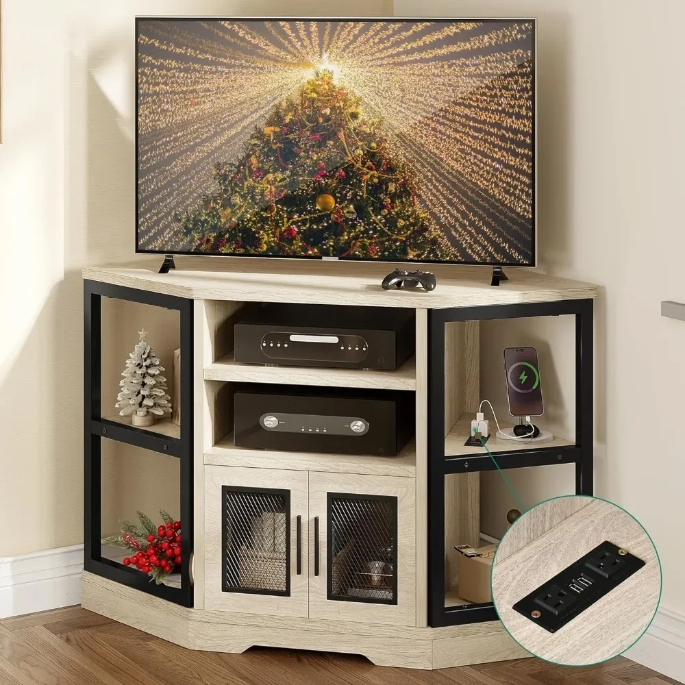 Console multimédia TV en bois avec armoires de rangement