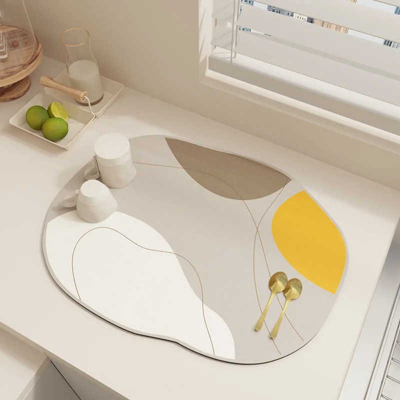 

Modern Abstract Kitchen Mat Drain Pad Diatom Mud Mat Dish Drainer Rug Absorbent Coffee Mats Non-Slip Quick Drying Kitchen Rugs