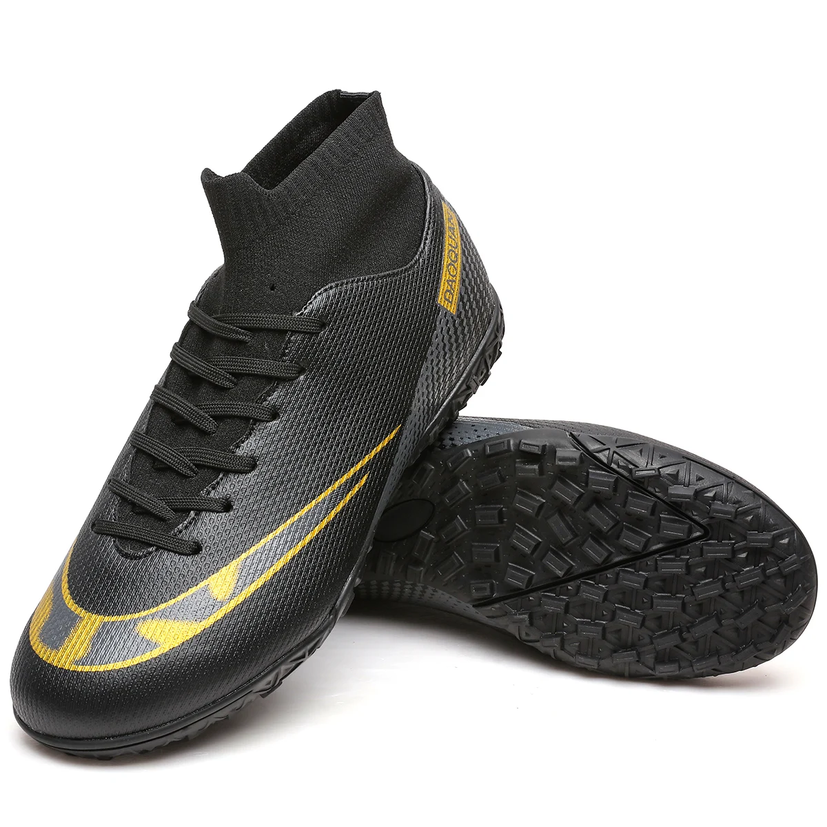 Men\'s Firm Ground Soccer Cleats Black Football Shoes