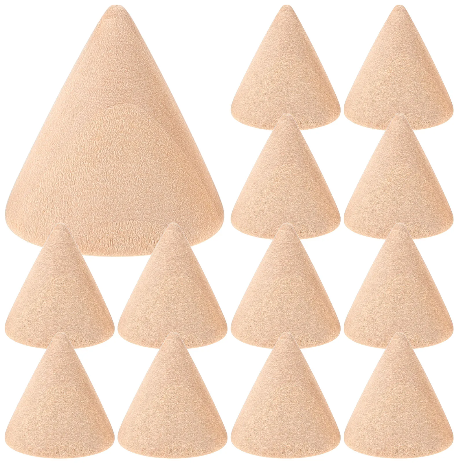 

10pcs Wood Cones Unpainted Craft Ornaments DIY Projects Plain Rings Display Stands Jewelry Organizers Sewing Accessories