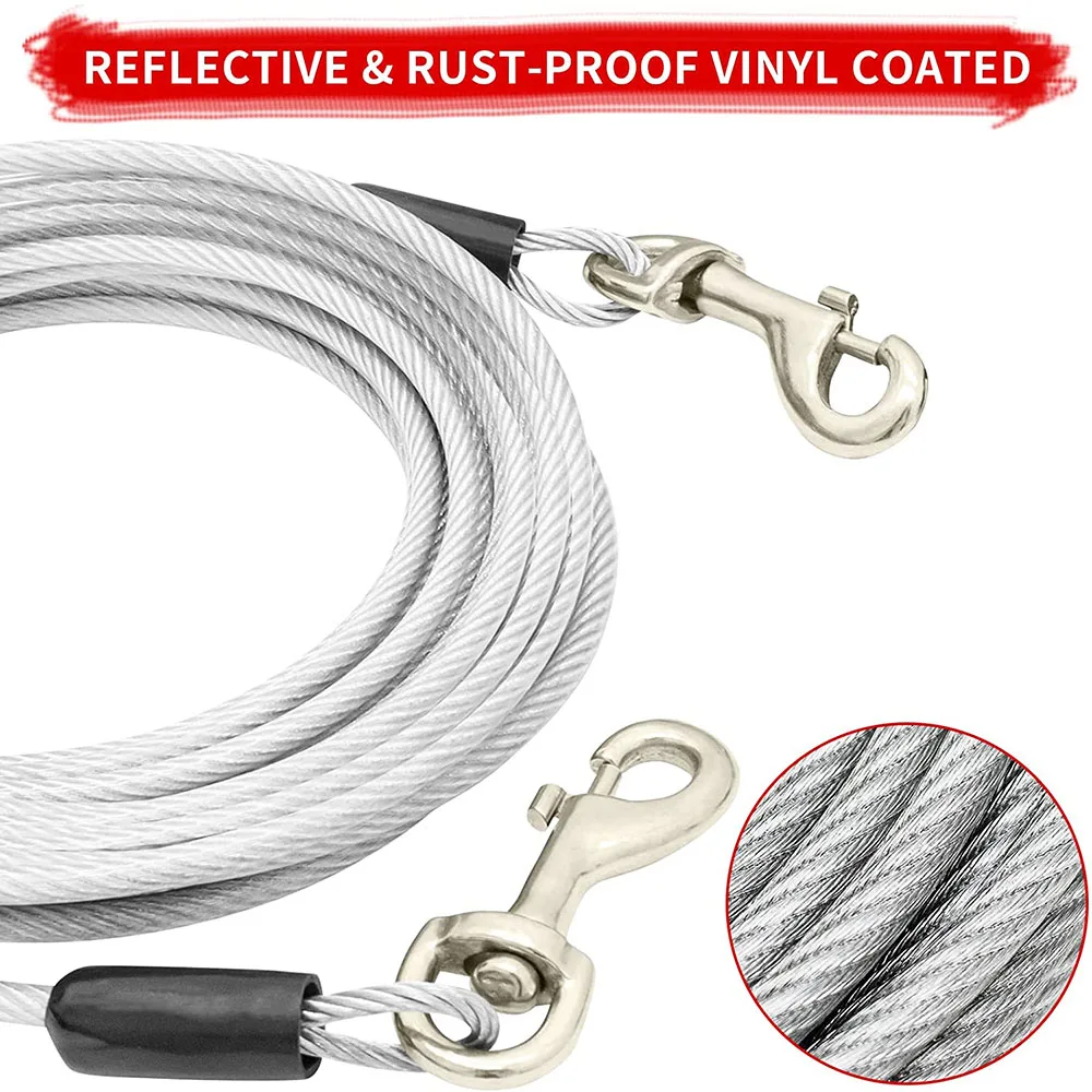 Dog Tie Out Cable 3/5/10M Dog Runner for Yard Steel Wire Dog Leash with Durable Superior Clips Outdoor Dog Chains Large Dog Lead