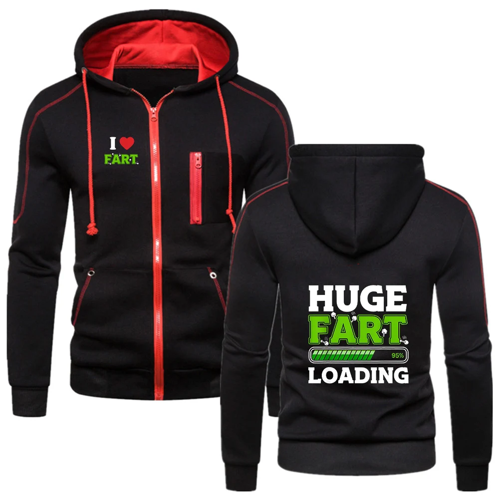 2026 Huge Fart Loading Printing Spring And Autumn Men's New Solid Color Zipper Hoodies Personality Jacket Leisure Versatile Coat