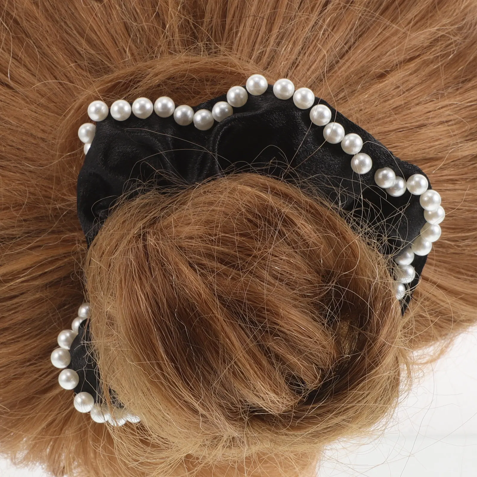 Bridesmaid Hair Rope Elastic Ties Rings Black Beaded Ponytail Holders Scrunchies Ropes