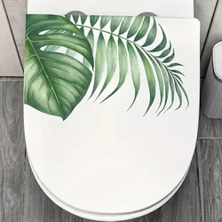 Tropical Green Plant Leaf Toilet Stickers, Bright Bathroom for Home Decoration, Vinyl Animal Decals, Art Wall paper, Poster