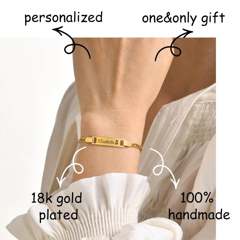 Personalized Name Elegant Bracelet - Gold Plated Stainless Steel Jewelry Wrist  Accessory Prefect Gifts for Birthday Anniversary