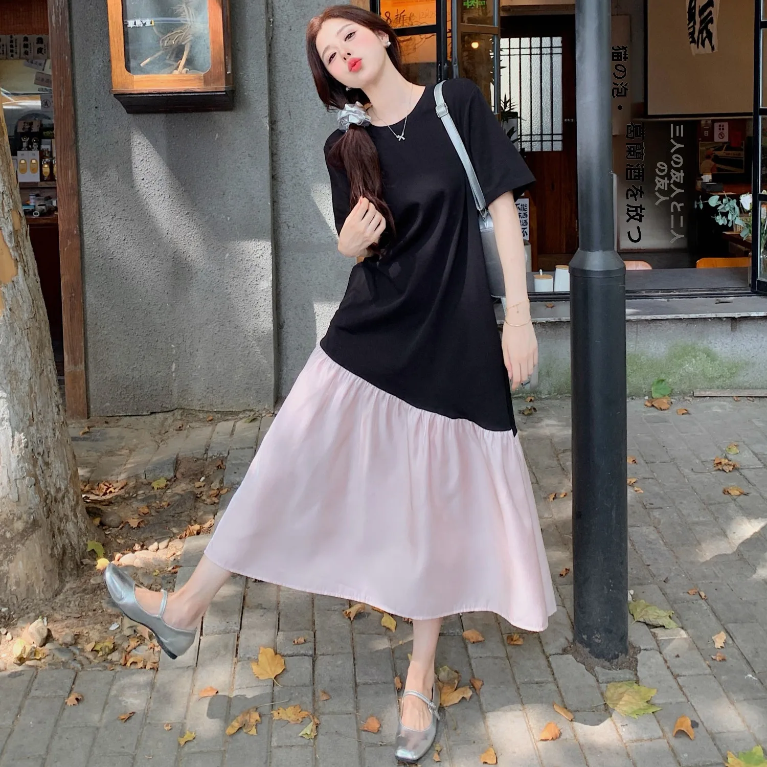 Été 2025 nouveauté couleur irrégulière Blo ort Sve Dr Design minceur T-shirt jupe longue coton Polyester a-ligne D...