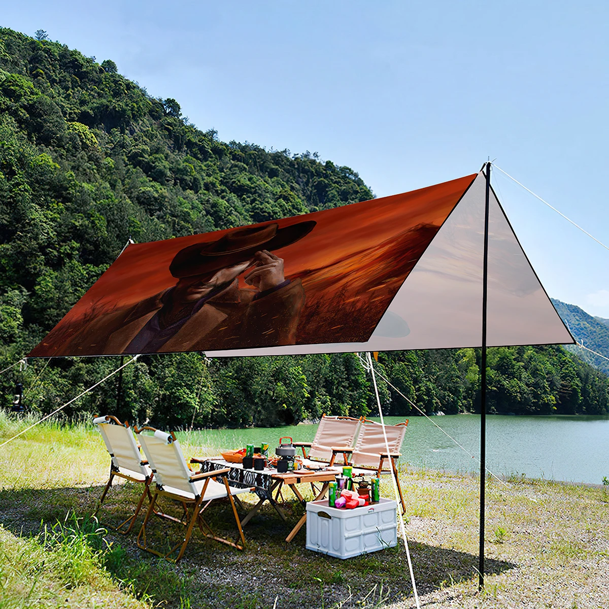 

Brave Western Cowboy Waterproof Sun Shade Canopy for A Large Group,Lightweight Portable Foldable UV Resistant Tent For Picnic