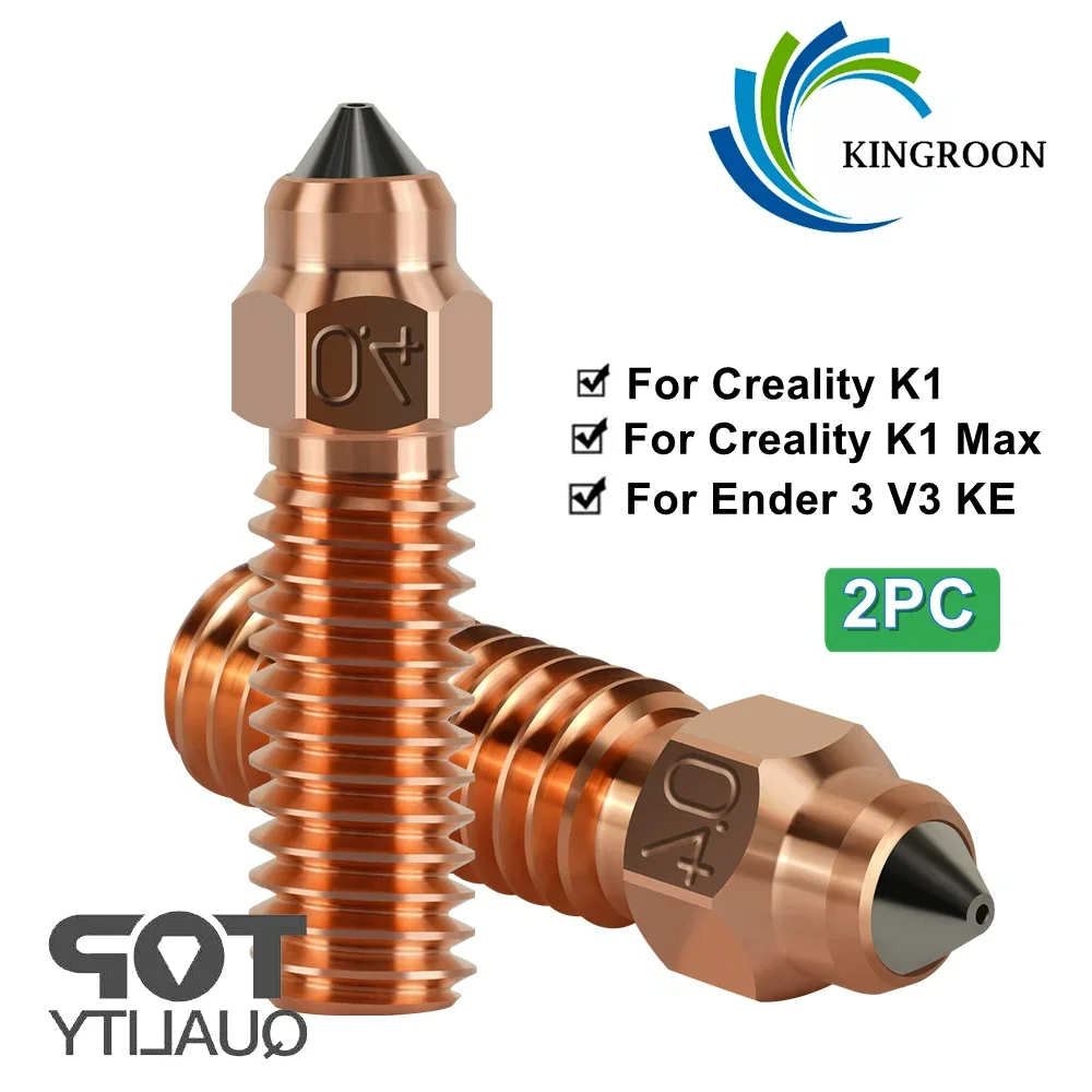 For Ender 3 V3 KE Nozzle Bimetal Chromium Zirconium Copper Body + Hardened Steel Inset, 3D Printer Nozzles For Creality K1 K1MAX