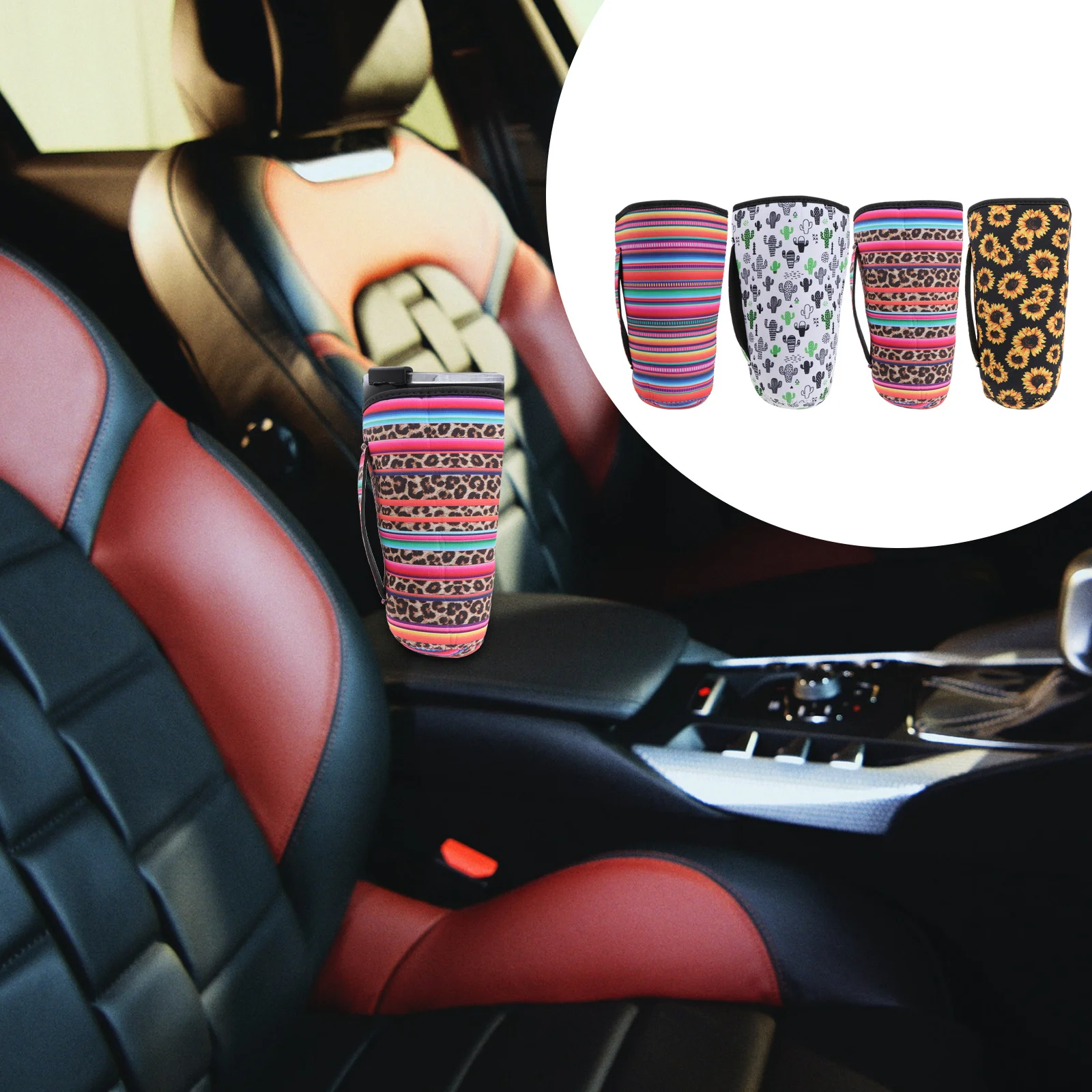 

4pcs Car Cup Holder Insulated Bottle Sleeves Lightweight Thermal Cover For Tumbler Water Bottles Portable Heat Protection