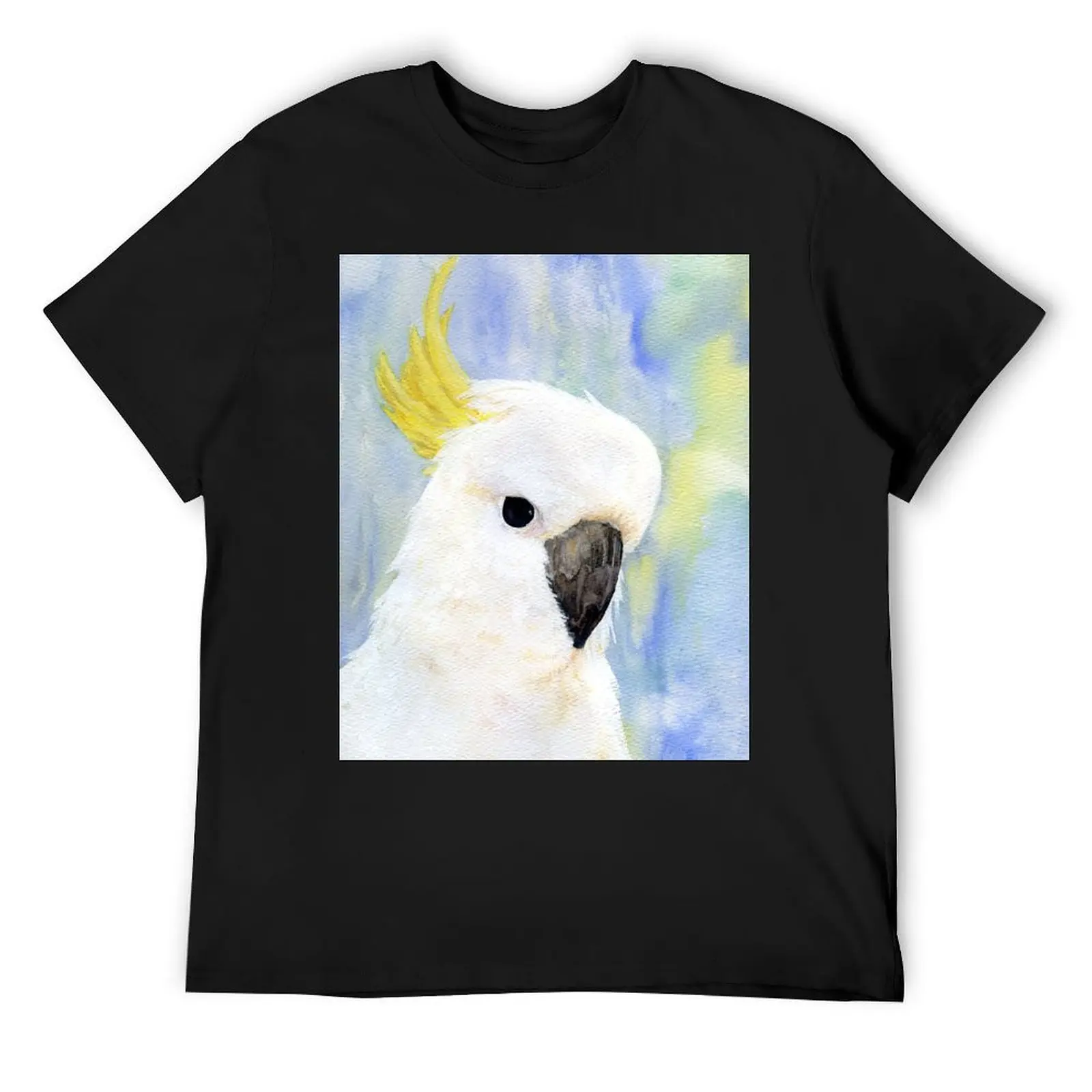 Sulphur Crested Cockatoo Watercolour Painting by Heather Holland T-Shirt blanks oversized t shirt men t shirts