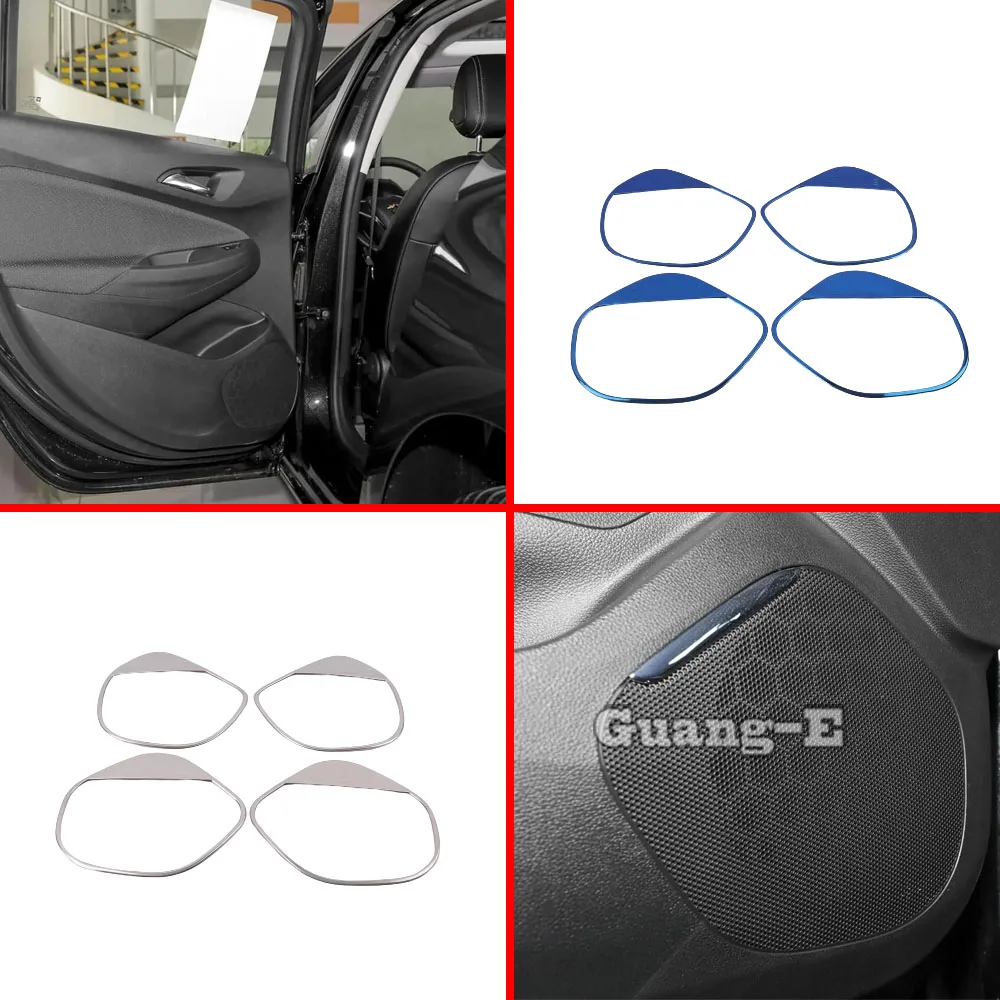 For Chevrolet Cruze Sedan 2017 2018 2019 2020 2021 Car Door Audio Speak Sound Cover Ring Circle Lamp Trim Moulding 4PCs/Set