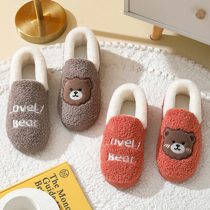 2022 New Winter Cotton Slippers Women's Warm Plush Cartoon Shoes Indoor Home Fashion Comfortable Soft Anti Skid Couples Slippers