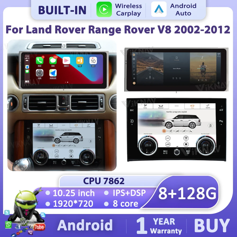 

Android Screen Radio Digital AC Panel For Land Range Rover Vogue V8 L322 1998-2012 GPS Navigation Carpaly Android Auto Player