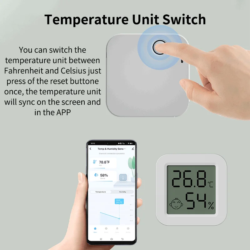 Imagem -04 - Sensor de Temperatura e Umidade Display Lcd Bluetooth Compatível Termômetro e Higrômetro Google Home Alexa Tuya bt Mini