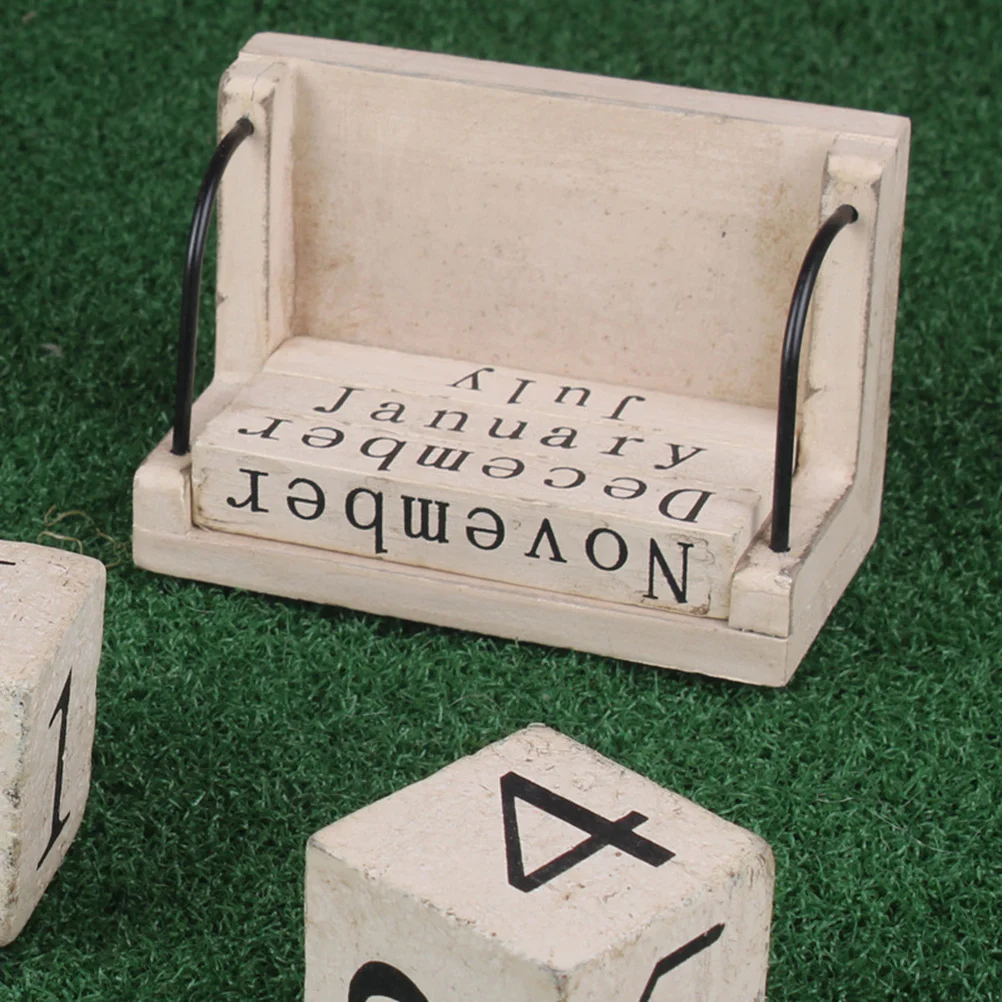 

1Pcs Rustic Wooden Perpetual Desk Calendar Vintage Style Burned Effect Wood Block Home Decor Table Calendar Wooden Crafts