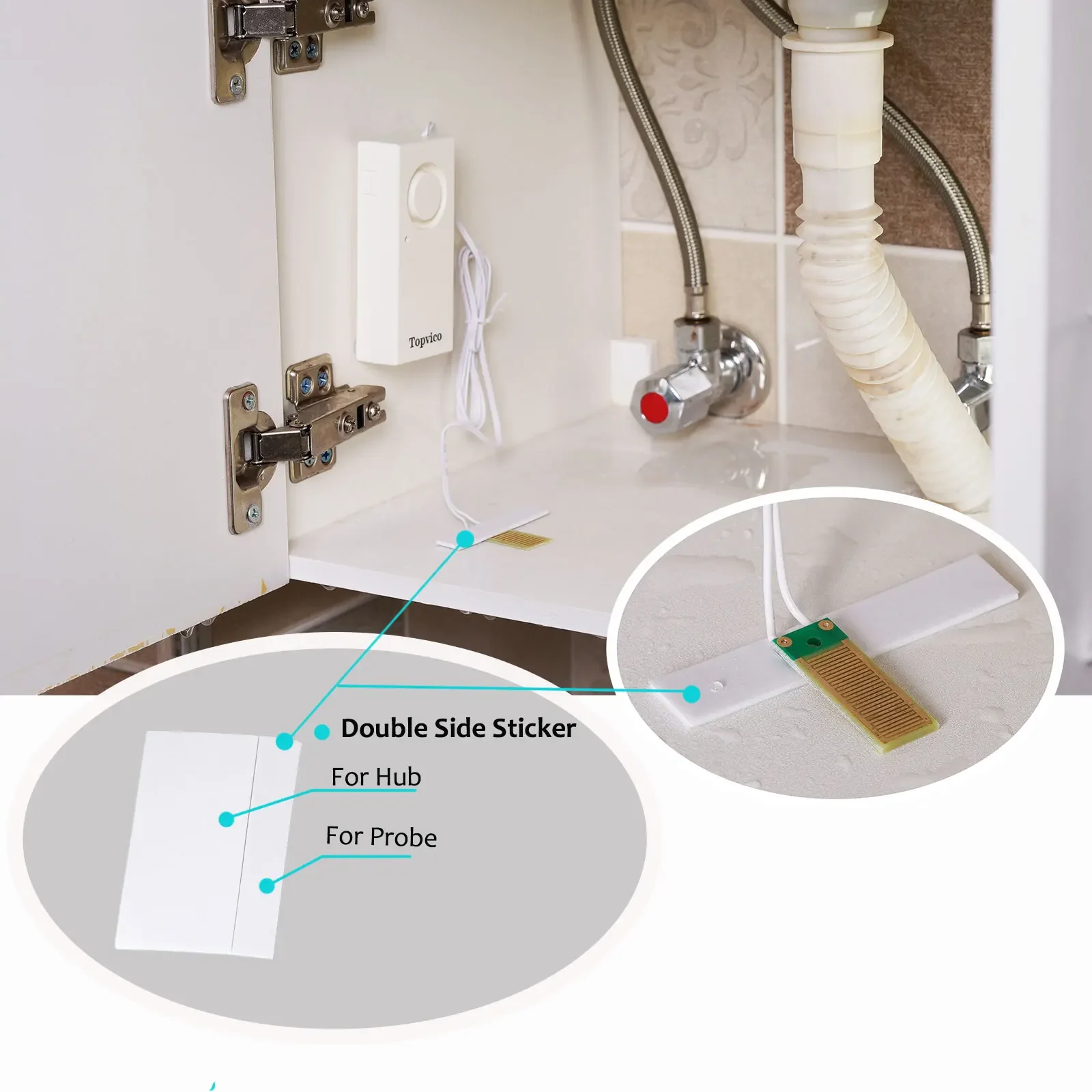 Topvico 1/2/3/5pcs Water Leakage Sensor Detector Leak Alarm Flood Detection 120dB Alert Wireless Home Security System