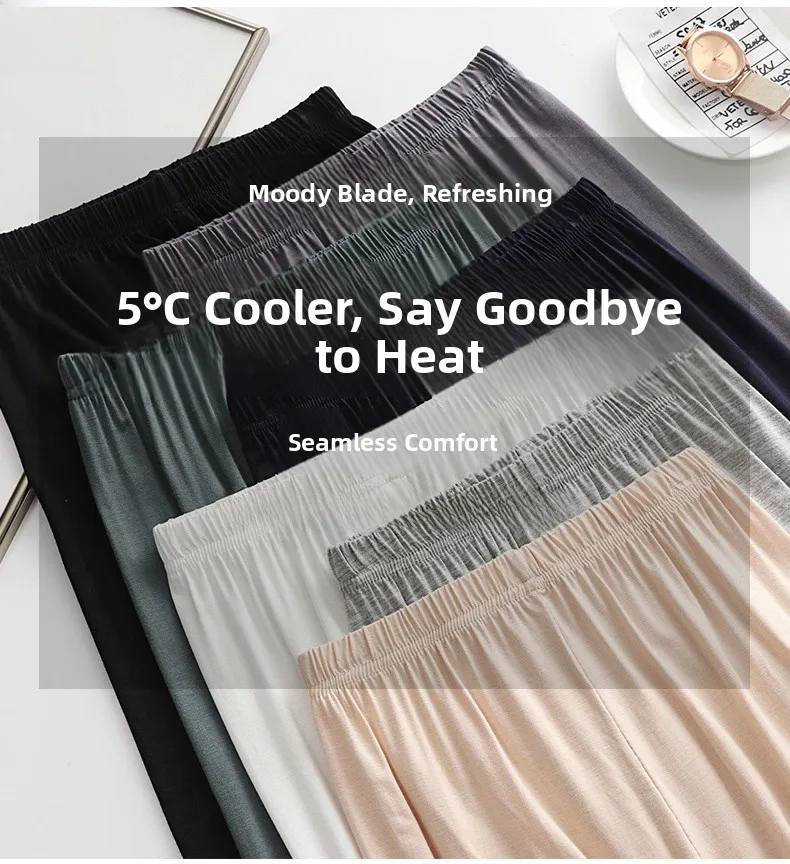 Pantaloni a sette piedi modali slim fit Donna Estate Abbigliamento outdoor Sottile elastico Dimagrante Plus Size Vita alta Colore Base Strato P...