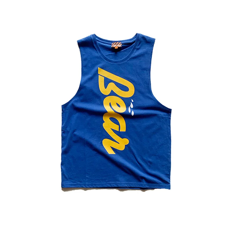 

2022 Bear's Paw Tank Tops Gym Sleeveless Singlet Men's Plus Size Cotton Undershirt Fitness Muscle Vest Blue/White M L XL 2XL 3XL