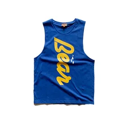 2022 Bear's Paw Tank Tops Gym Sleeveless Singlet Men's Plus Size Cotton Undershirt Fitness Muscle Vest Blue/White M L XL 2XL 3XL