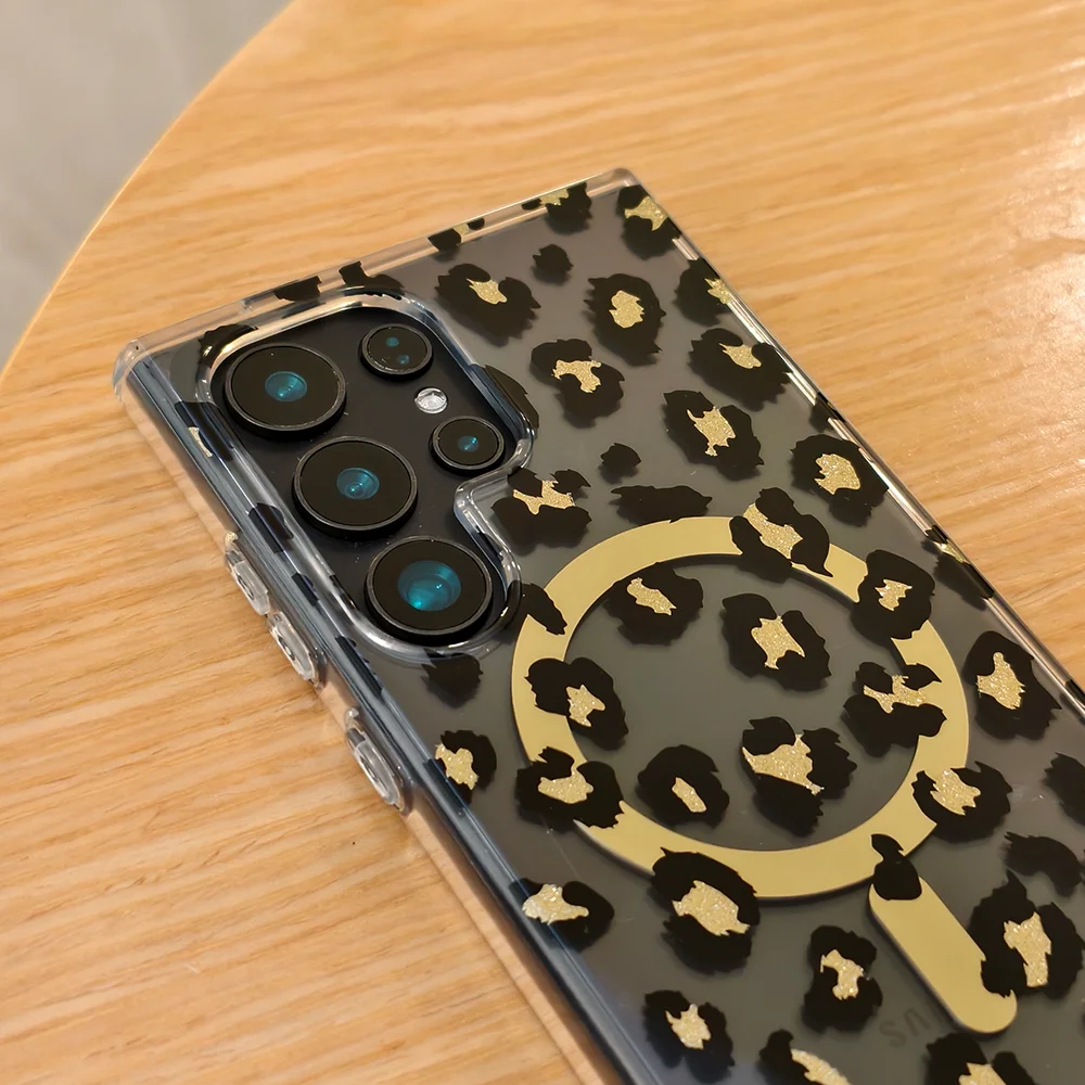 S24/S25ULTRA جاذبية مغناطيسية مثيرة على شكل الفهد مناسبة لهاتف Samsung Galaxy S25 FE S24 S23. (Pc+tpu) مقاوم للماء