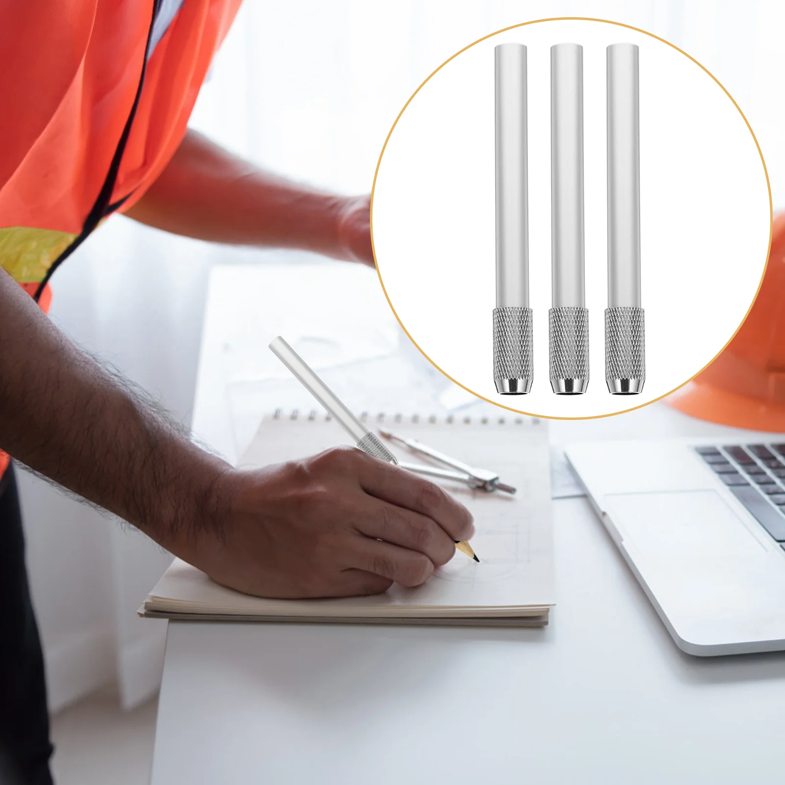 5 Pcs Pencil Extender Holder Lead Pencils Universal Colored Tools Crayon Extension Stainless Steel for