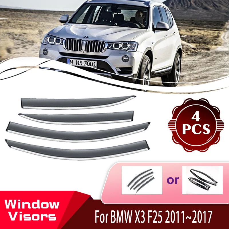 

Window Visors For BMW X3 F25 2011~2017 Rainproof Car Window Wind Sun Rain Visor Deflector Awnings Shelters Car Accessories 2015r