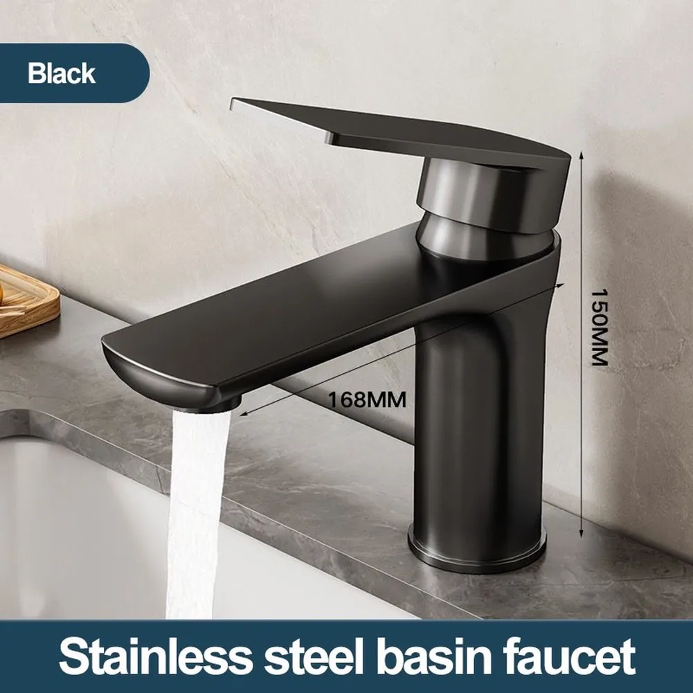 Stainless Steel Washbasin Mixer Tap Hot Cold Water Faucet Single Hole Design for Bathroom Sink with Solid Build