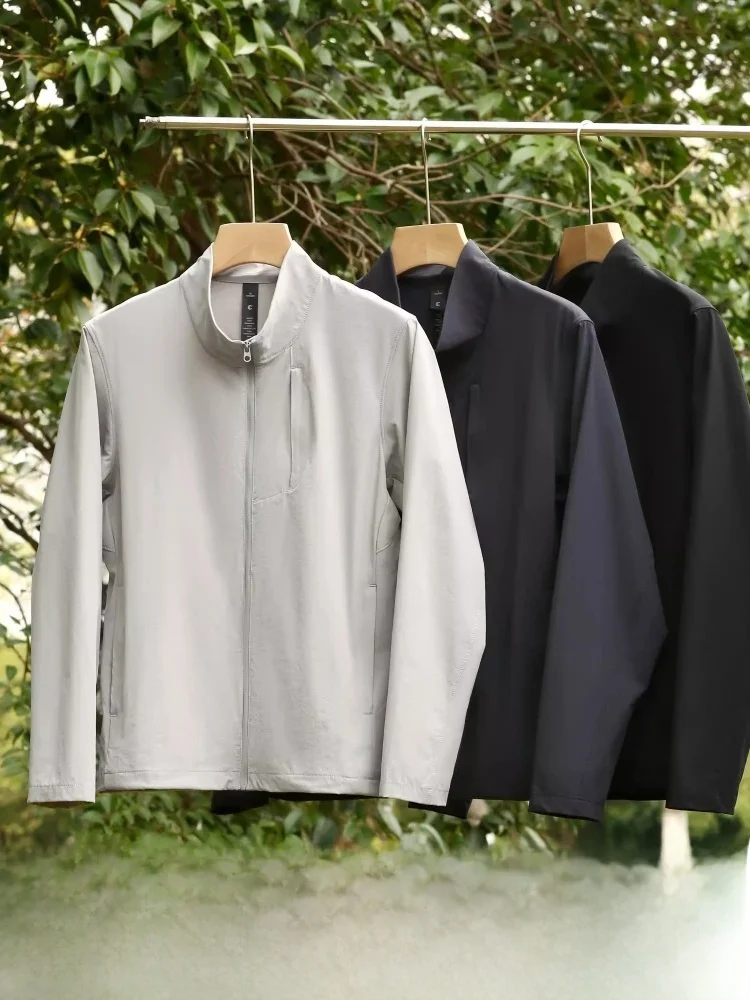 

Leavo Johnson Spring Summer Spor Универсальная майка с маленьким воротником-стойкой и воротником-стойкой для мужчин, длинная све