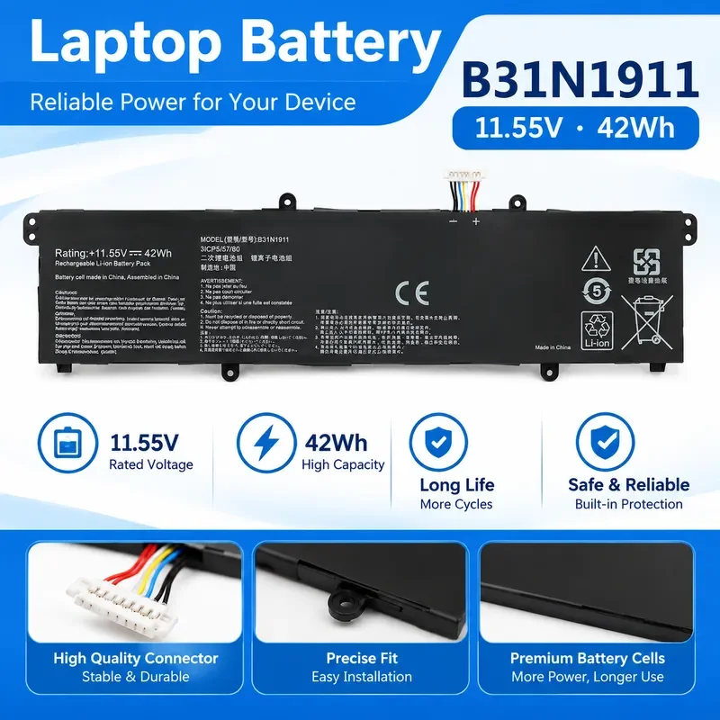 Replacement Battery 3640mAh for ASUS REDOLBOOK14F/E/I REDOL14E/EA/14F/FP C B31N1911 Laptop Internal Battery Pack