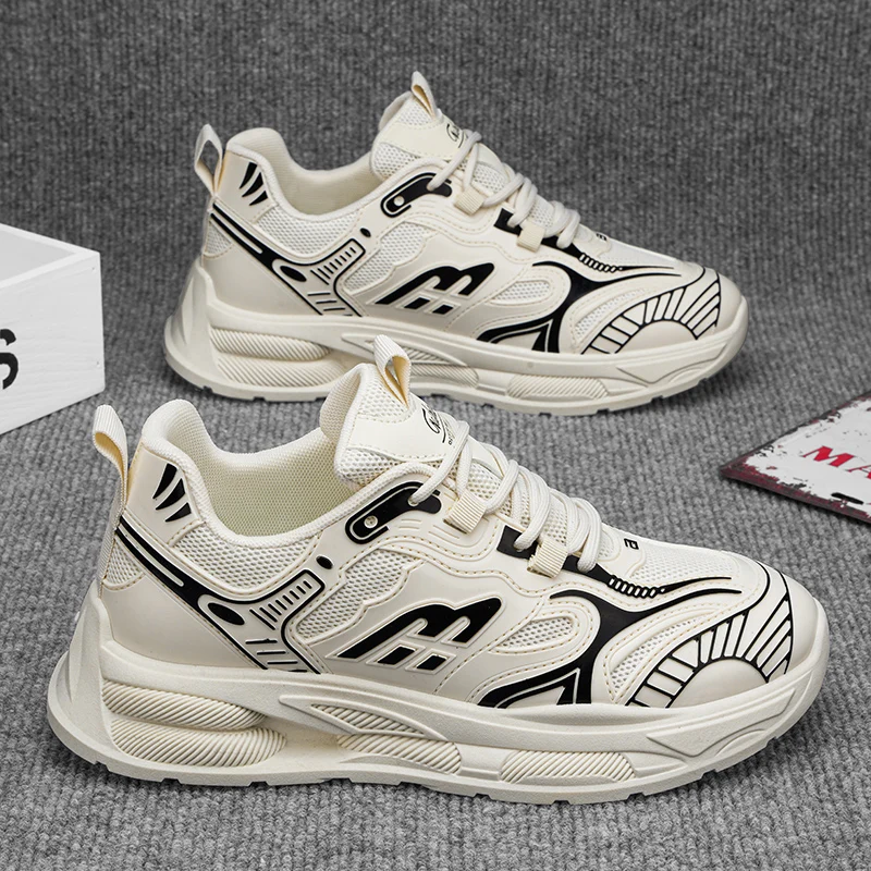 

Повседневные новые осенние мужские кроссовки на шнуровке 2024, дышащая сетчатая обувь, уличные кроссовки, удобные нескользящие кроссовки на толстой подошве