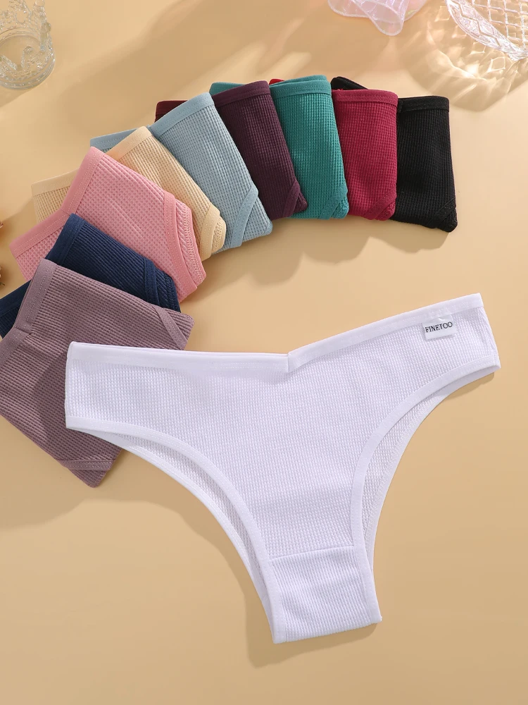 6PCS/Set Cotton Waffle Underwear for Women Sexy Low-Waist Brazilian Panties Female Breathable Solid Color Soft Lingerie Bikini - Image 4