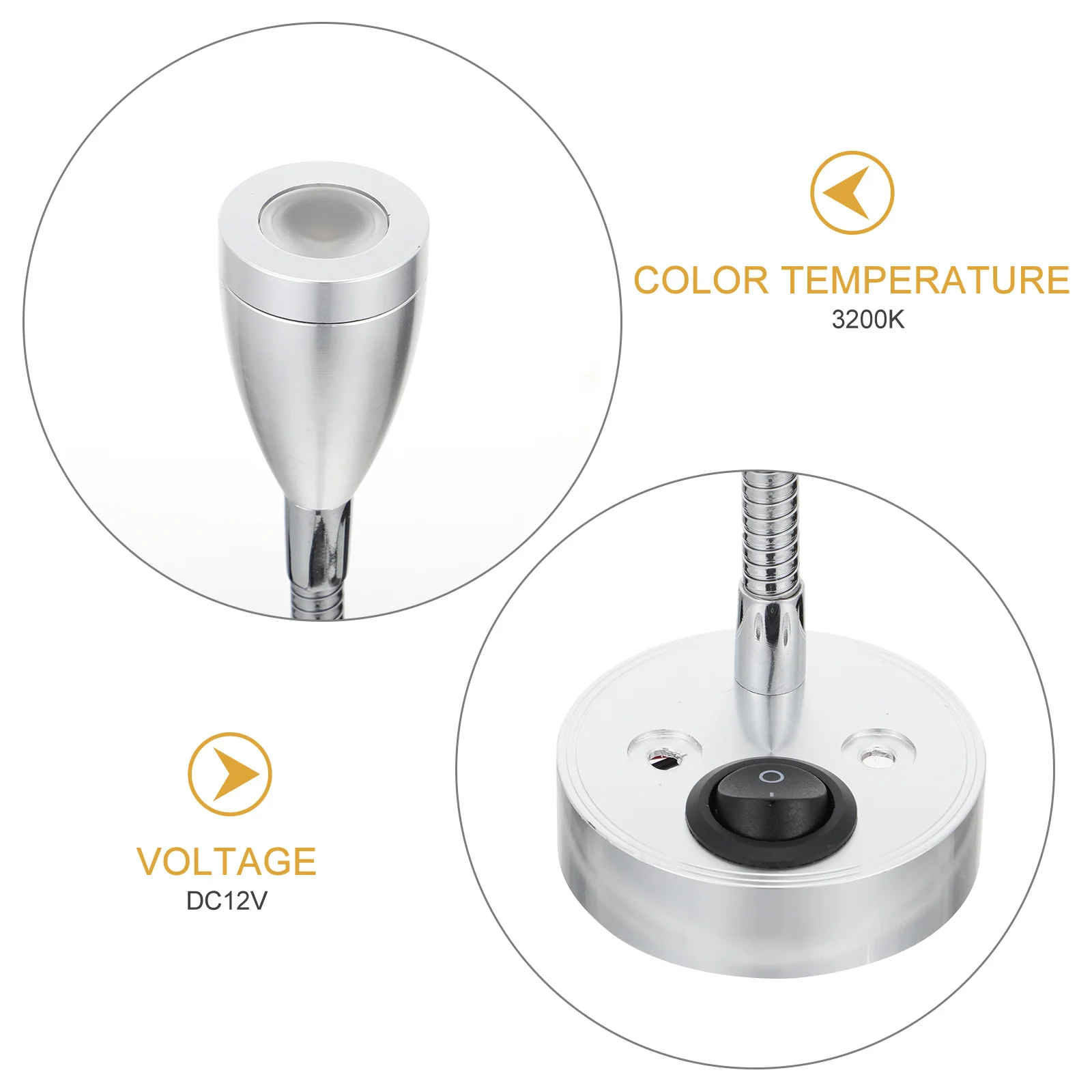 

3W LED Reading Spotlight Wall Cabinet Light Medium Length Durable Push Swivel Rotation Marine Rv Yacht Bedside Reading Light