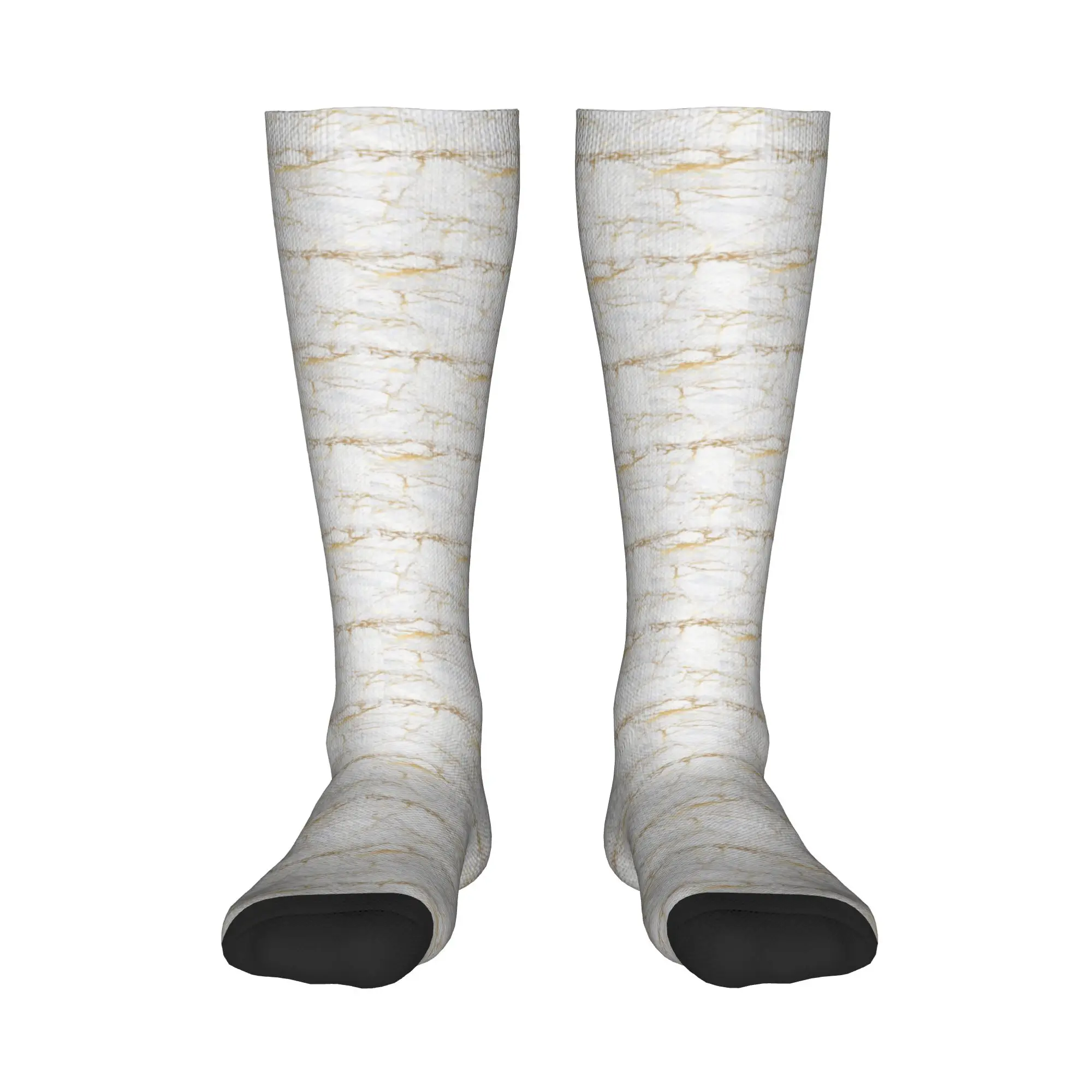 Medias de tripulación para todas las estaciones, calcetines de mármol blanco y dorado, calcetines largos informales Harajuku de Hip Hop, accesorios para hombres y mujeres, regalos