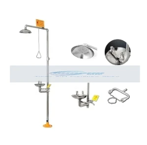 Manufacture stainless steel combination emergency safety drench shower and eyewash with dust cover