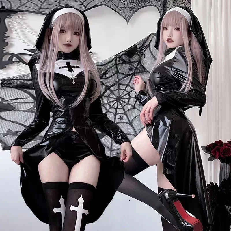 

Vampire nun costume Halloween adult cosplay costume Cross Dark Gothic costume cosplay