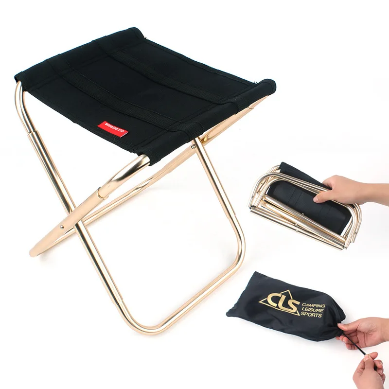

Outdoor Folding Chair 7075Aluminum Alloy Fishing Silla Barbecue Taburete Fold Banquette Portable Banco Camping Small Camp Stools