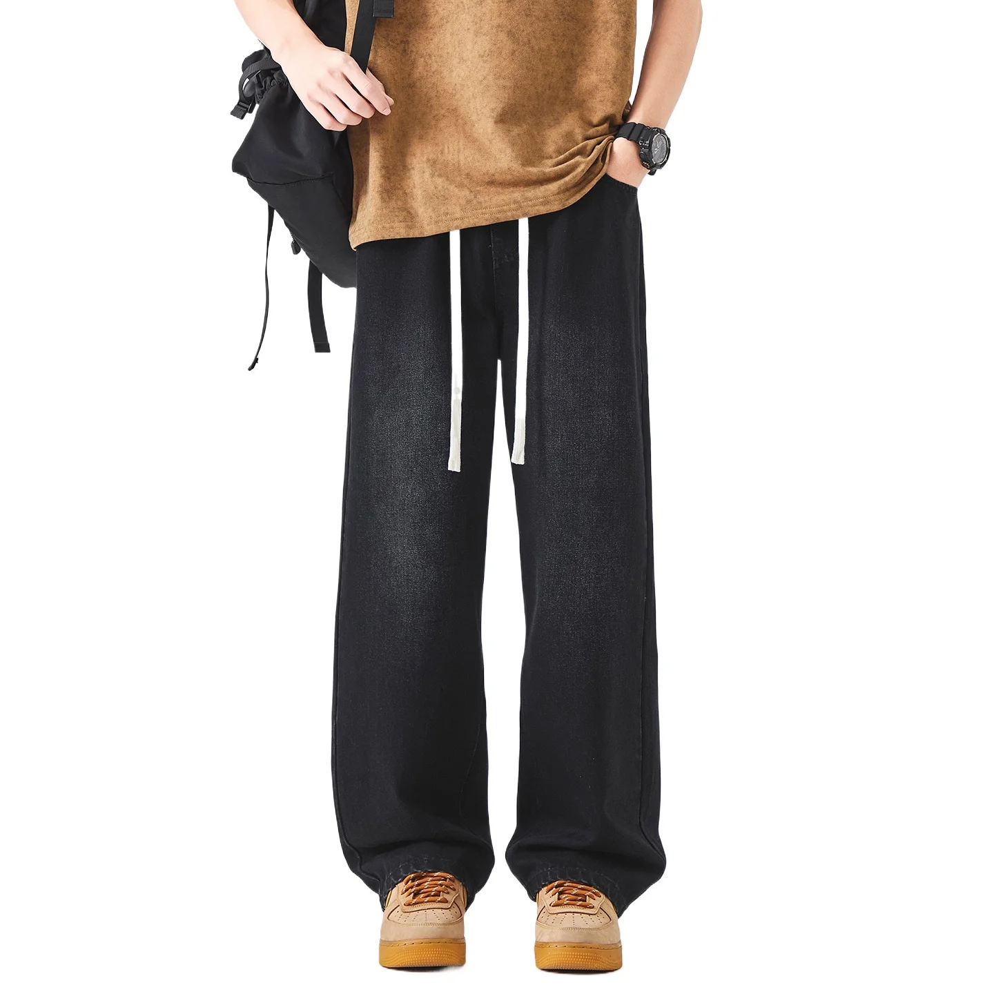 

2026 Men's Loose Wide Leg Jeans 2026 Spring Summer Cotton Denim Pants Casual Straight Baggy High Street Trousers Streetwear Male